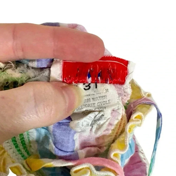 True Vintage Janie Press Rainbow Striped Romper Sunsuit Tie Shoulders - Picture 6 of 6